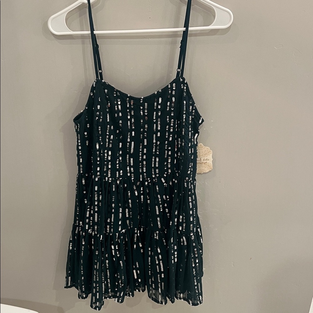 Chic Teal Womens Dress with Shimmering Accents